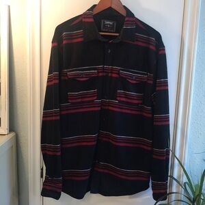 Flannel Striped Shirt Jacket Shacket Size XL